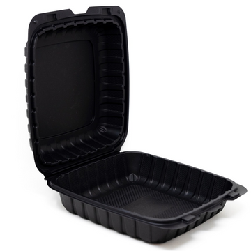 Hinged Container, Black, Vented, One Compartment, 7" x 7", 150pc (150/1) - Image 1