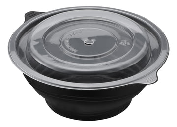20oz Round Black Microwaveable Bowl with Vented Clear Lid, 120 Sets (40/6) - Image 1