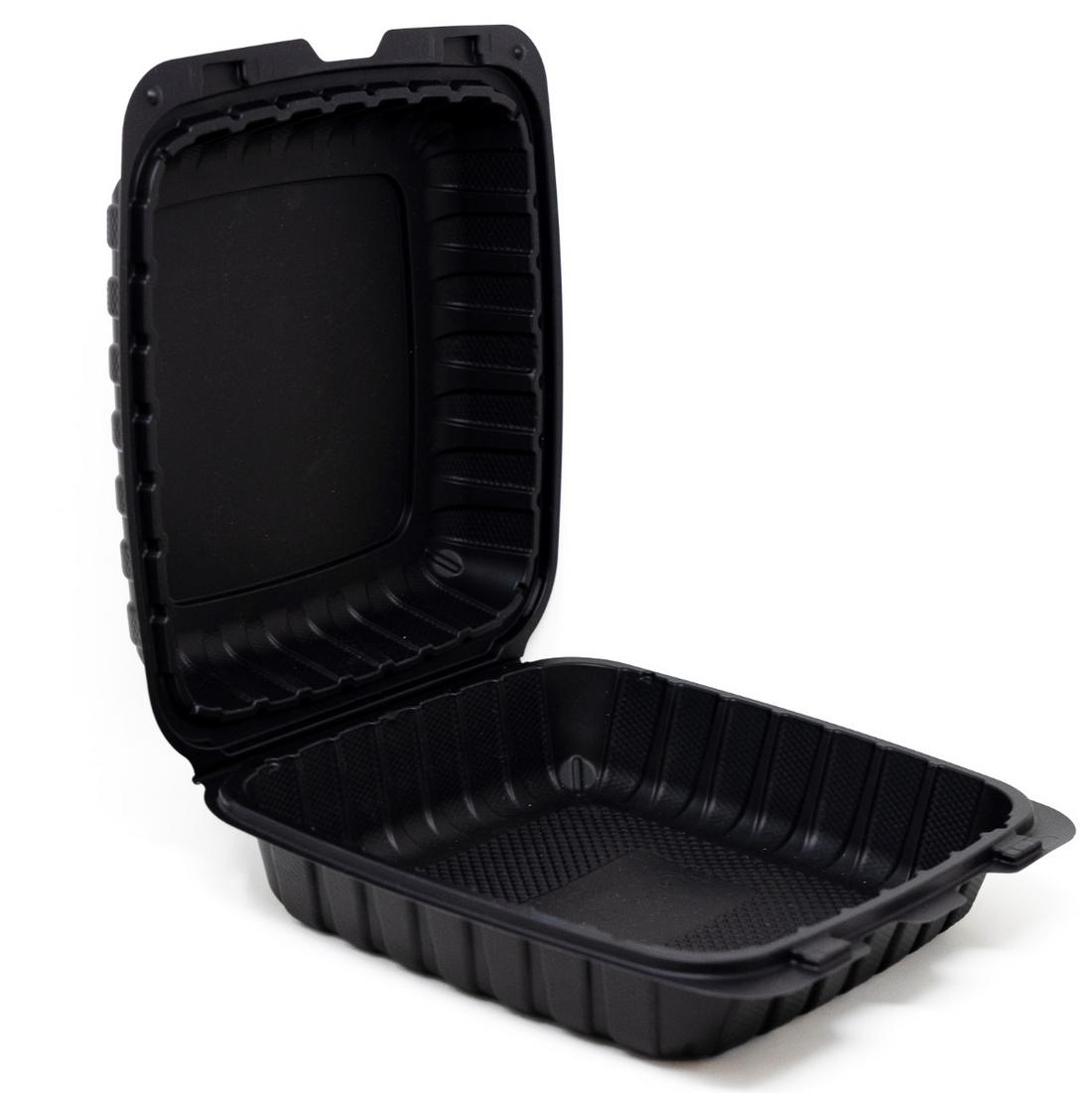 Hinged Container, Black, Vented, One Compartment, 7" x 7", 150pc (150/1) - Image 1