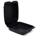 Hinged Container, Black, Vented, One Compartment, 7