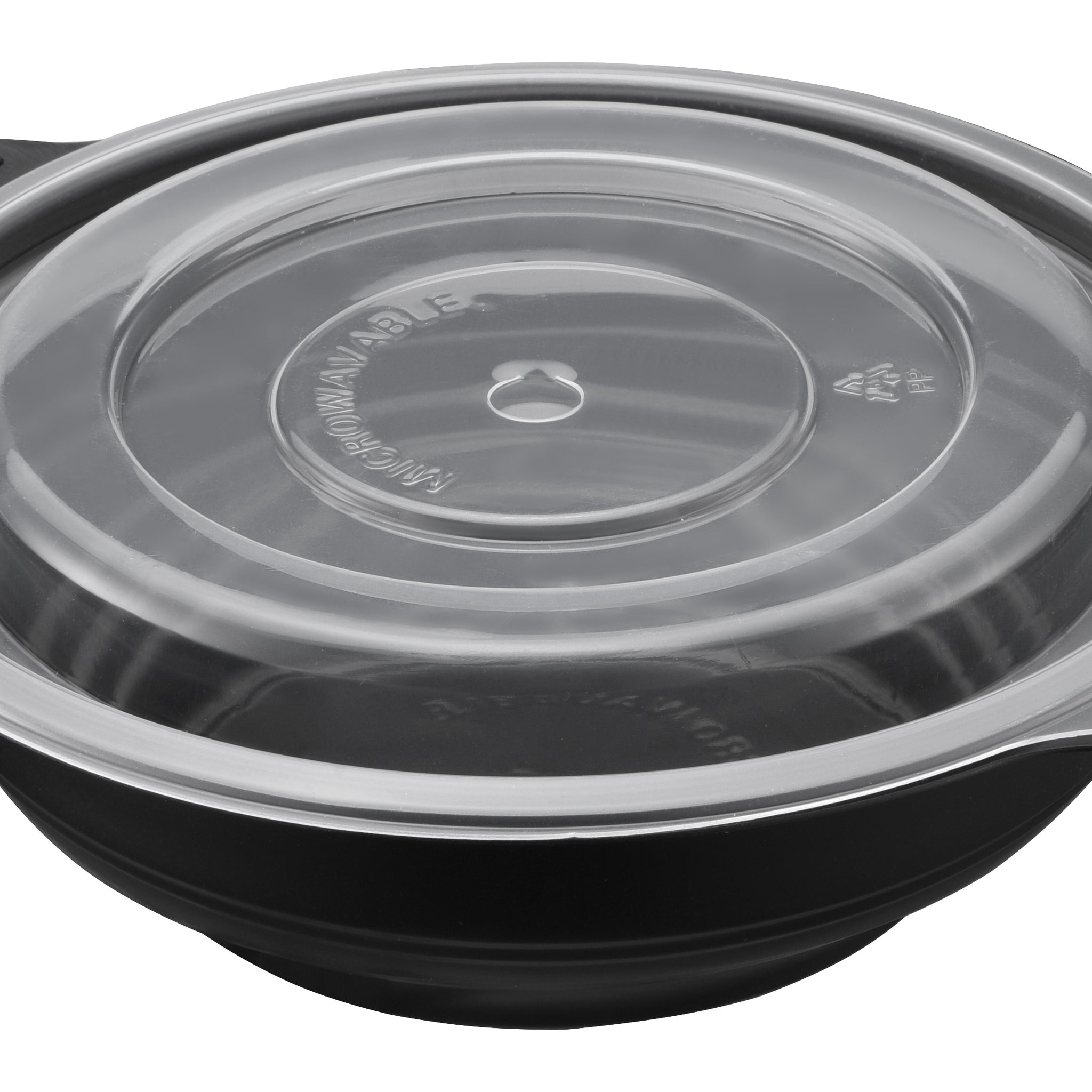 16oz Round Black Microwaveable Bowl with Vented Clear Lid, 120 Sets (40/6) - Image 1