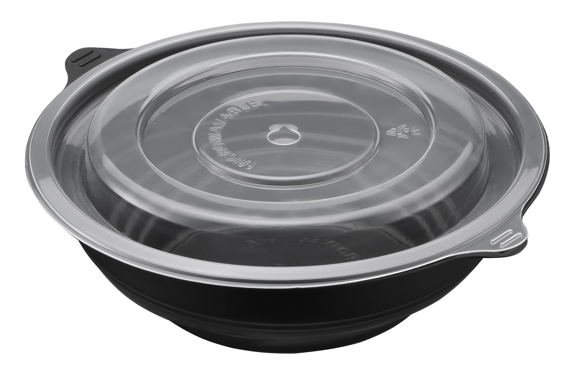 16oz Round Black Microwaveable Bowl with Vented Clear Lid, 120 Sets (40/6) - Image 1