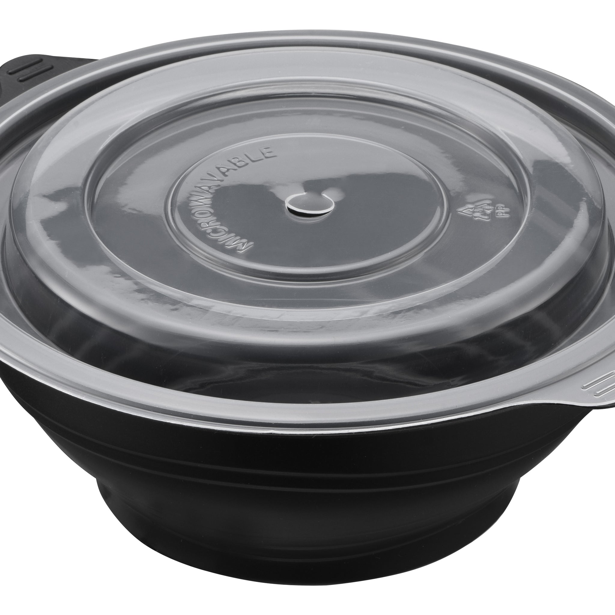 20oz Round Black Microwaveable Bowl with Vented Clear Lid, 120 Sets (40/6) - Image 1