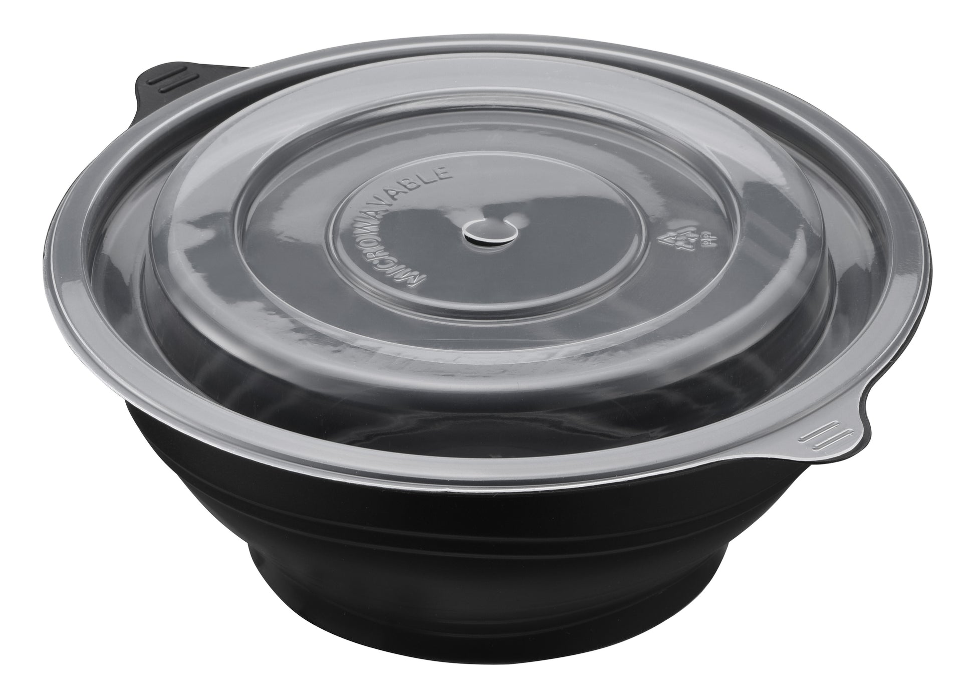 20oz Round Black Microwaveable Bowl with Vented Clear Lid, 120 Sets (40/6) - Image 1
