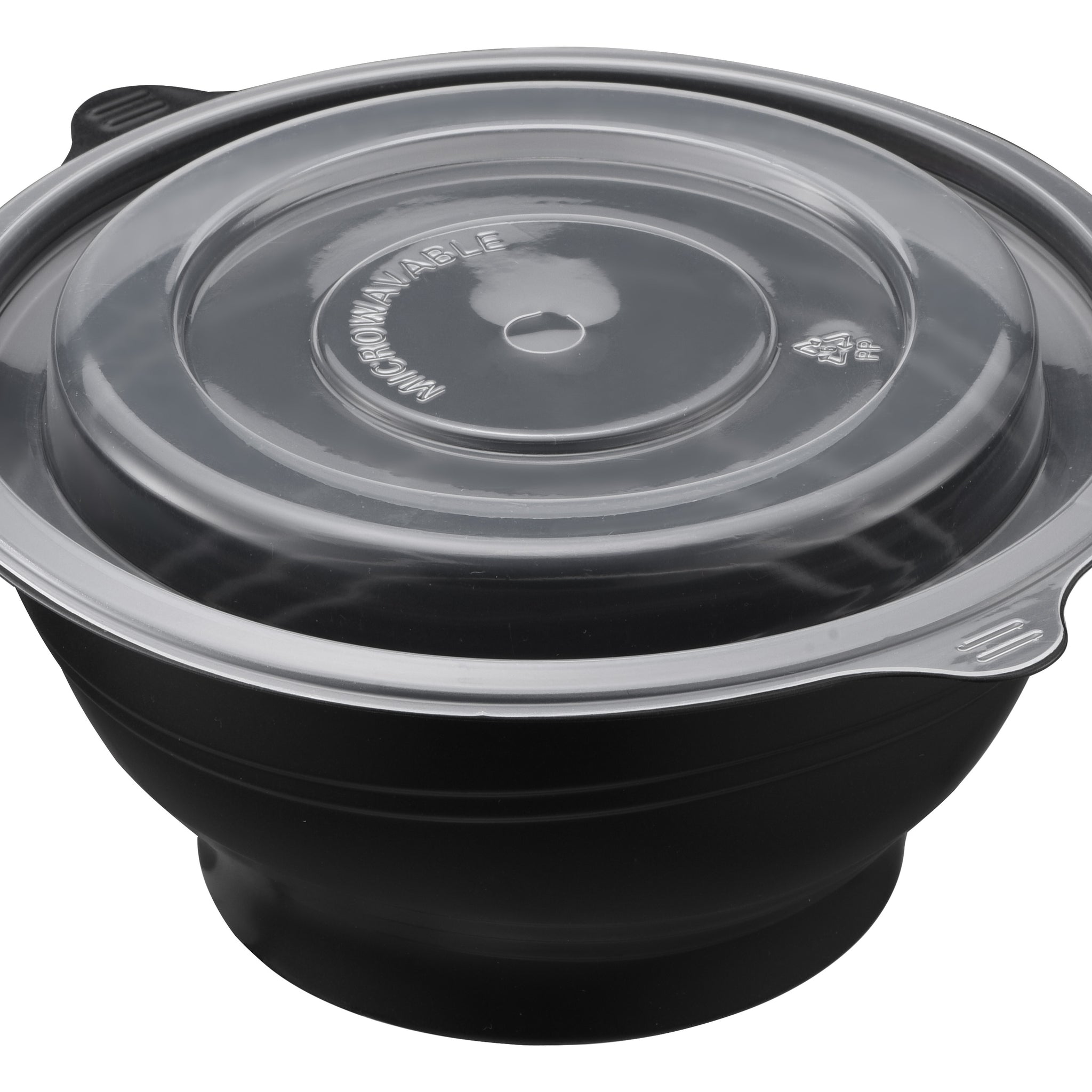 24oz Round Black Microwaveable Bowl with Vented Clear Lid, 120 Sets (40/6) - Image 1