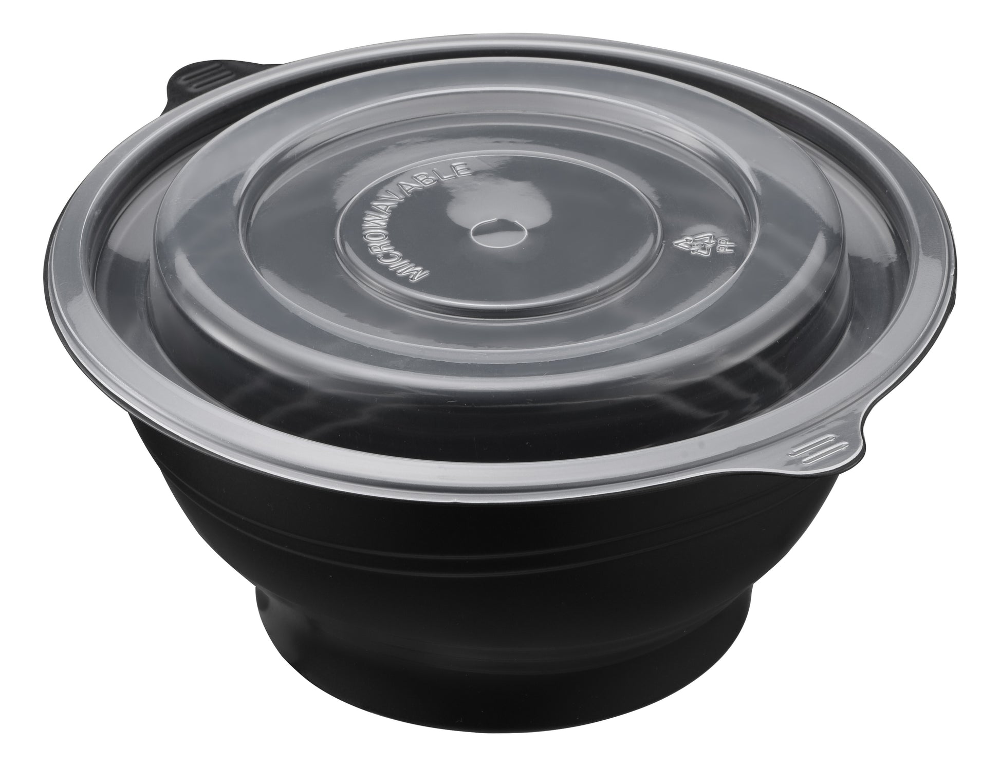 24oz Round Black Microwaveable Bowl with Vented Clear Lid, 120 Sets (40/6) - Image 1