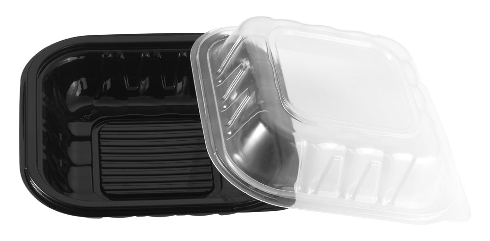 PP Black Tray with Translucent Lid, 8" x 8", 100 Sets (50/4) - Image 1