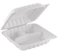 Hinged Container, White, Vented, Three Compartment, 7