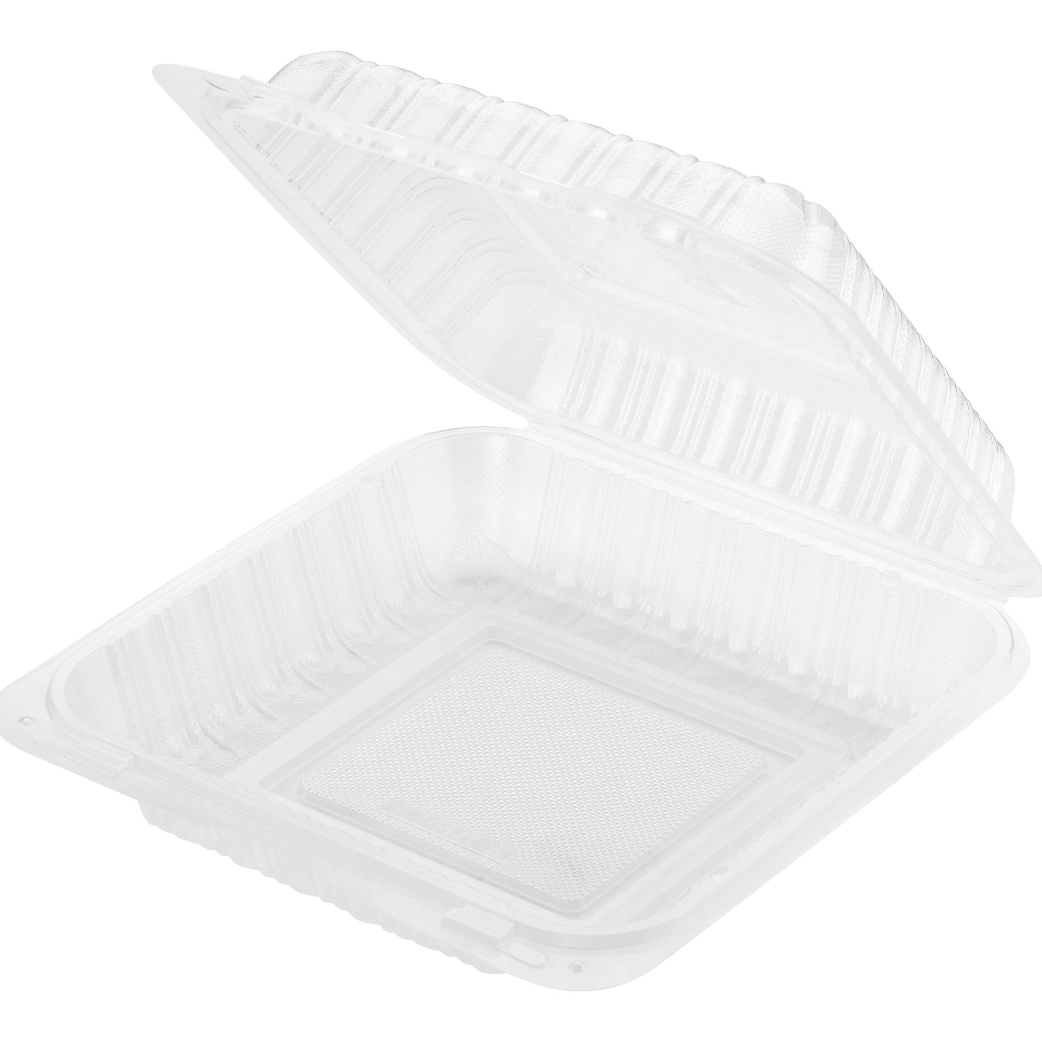 PP Hinged Container, Translucent, Vented, One Compartment, 7" x 7", 150pc (150/1) - Image 1
