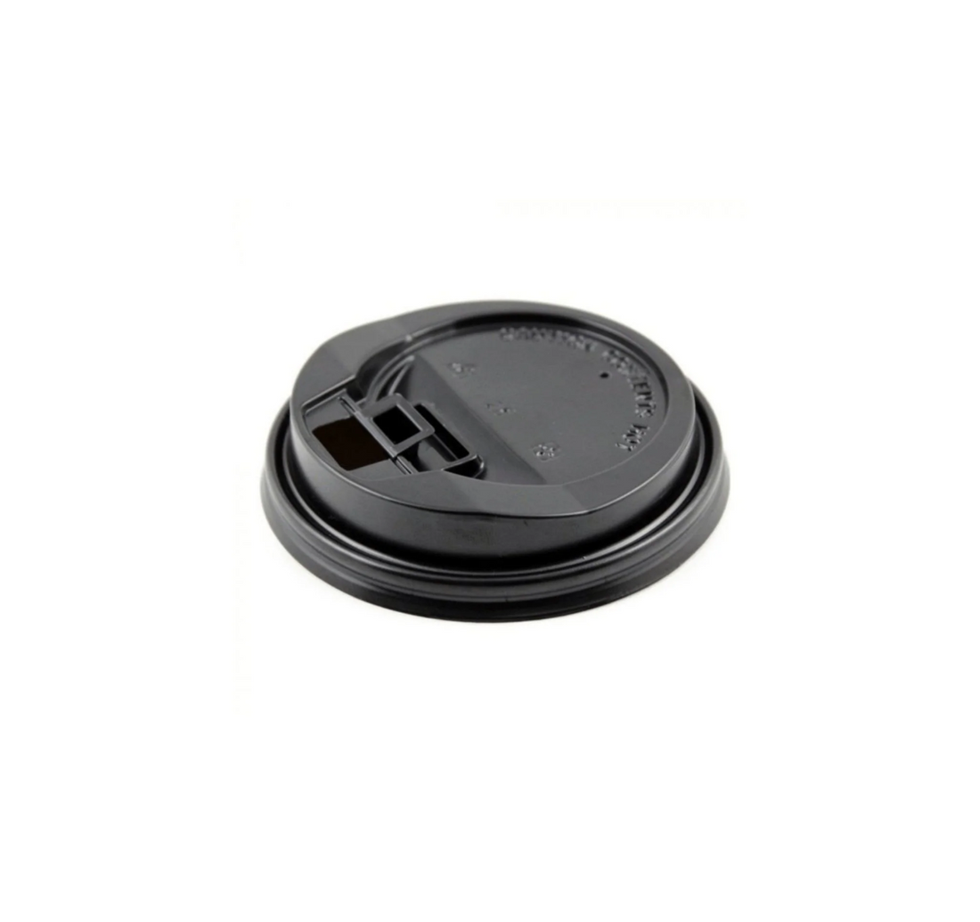 Reclosable Lid for 8oz Paper Cup, 80mm, PP, Black, 1000pc (50/20) - Image 1