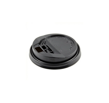Reclosable Lid for 8oz Paper Cup, 80mm, PP, Black, 1000pc (50/20) - Image 1