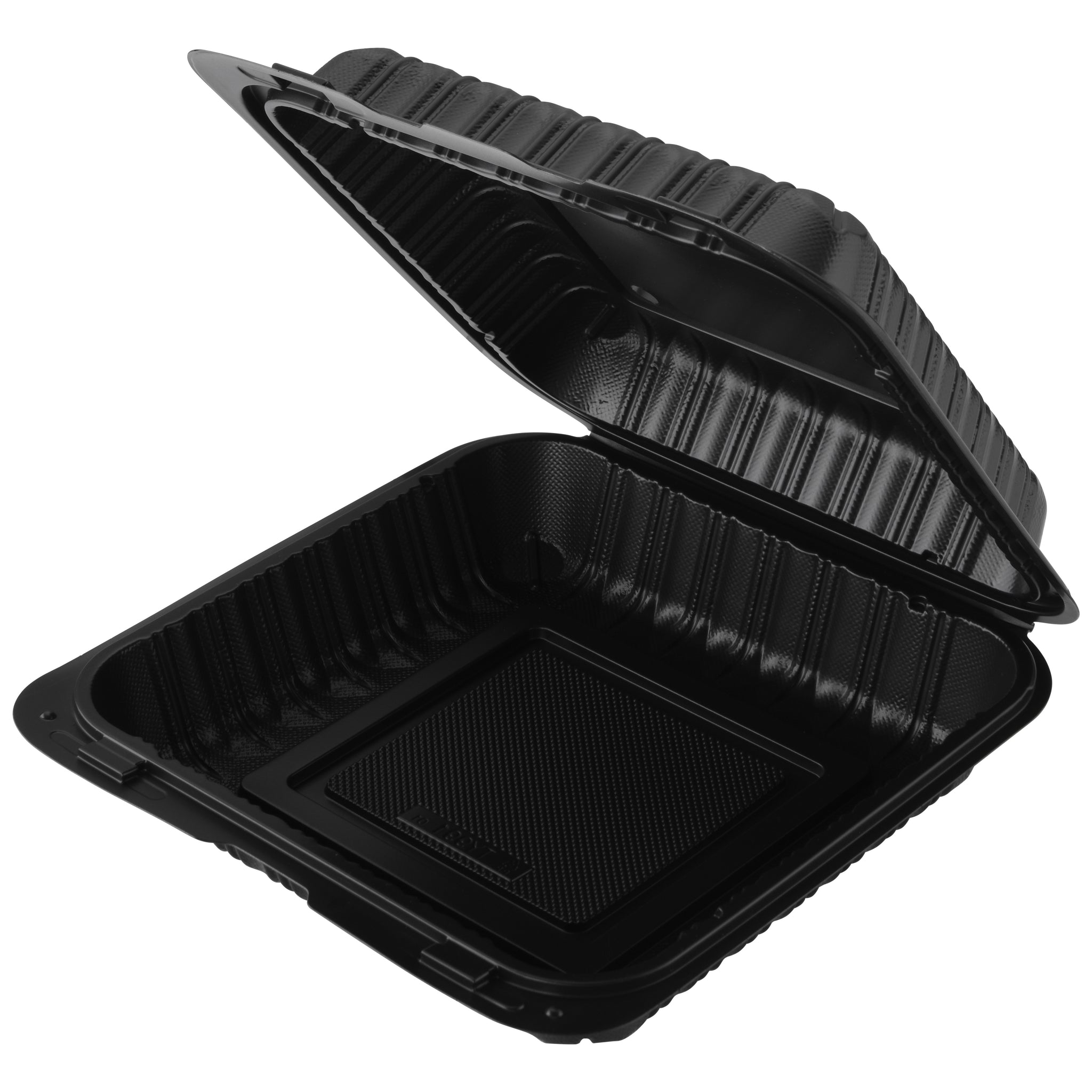 Hinged Container, Black, Vented, One Compartment, 8" x 8", 150pc (150/1) - Image 1