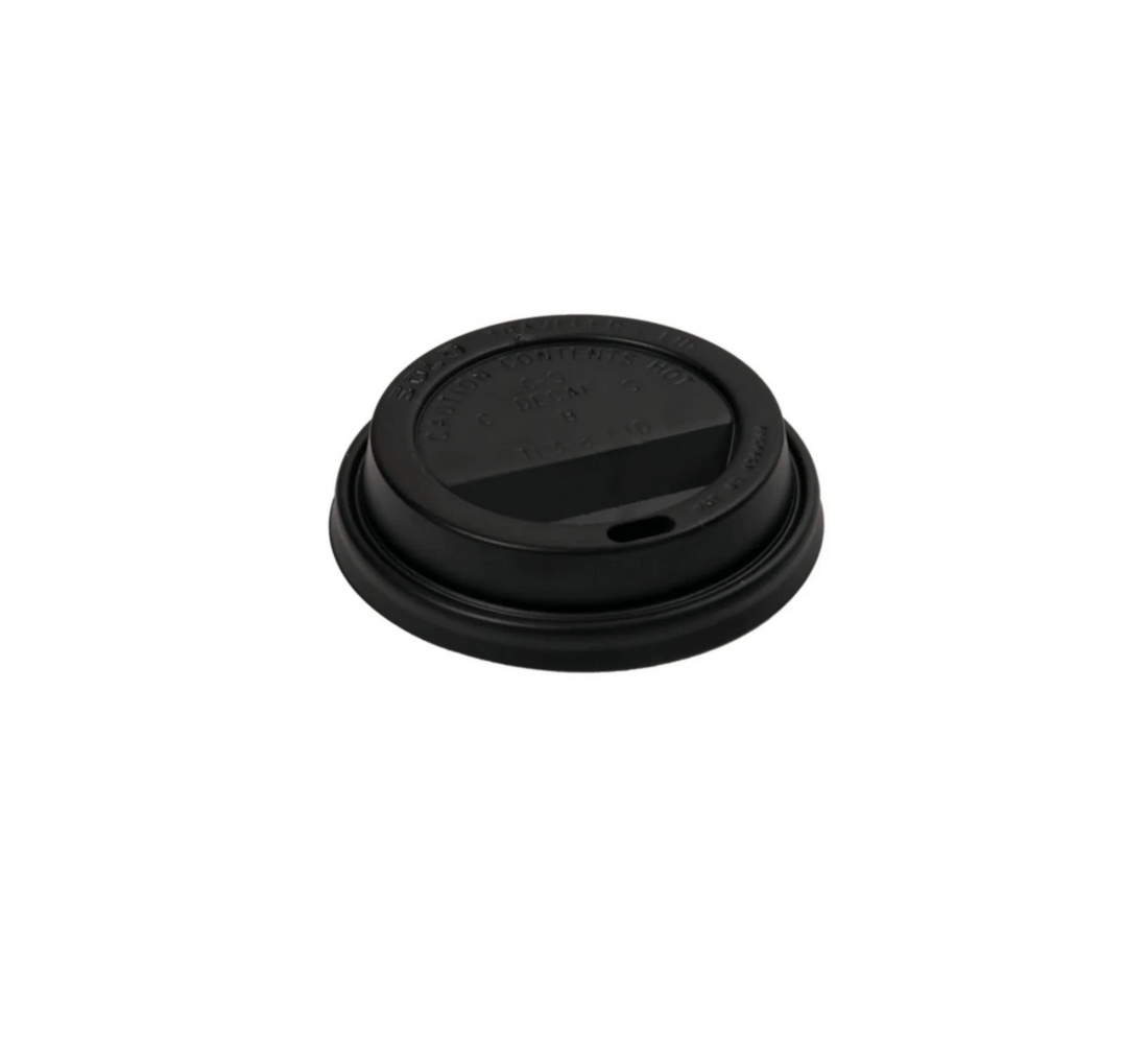 Flat Lid for 8oz Paper Cup, 80mm, PP, Black, 1000pc (100/10) - Image 1