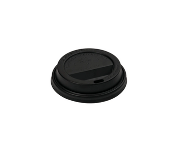Flat Lid for 8oz Paper Cup, 80mm, PP, Black, 1000pc (100/10) - Image 1
