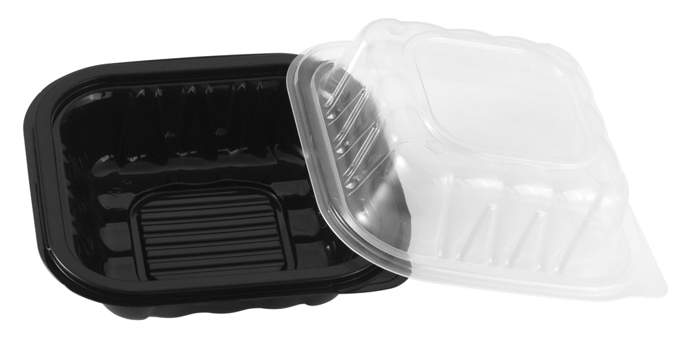 PP Black Tray with Translucent Lid, 6" x 6", 240 Sets (60/8) - Image 1