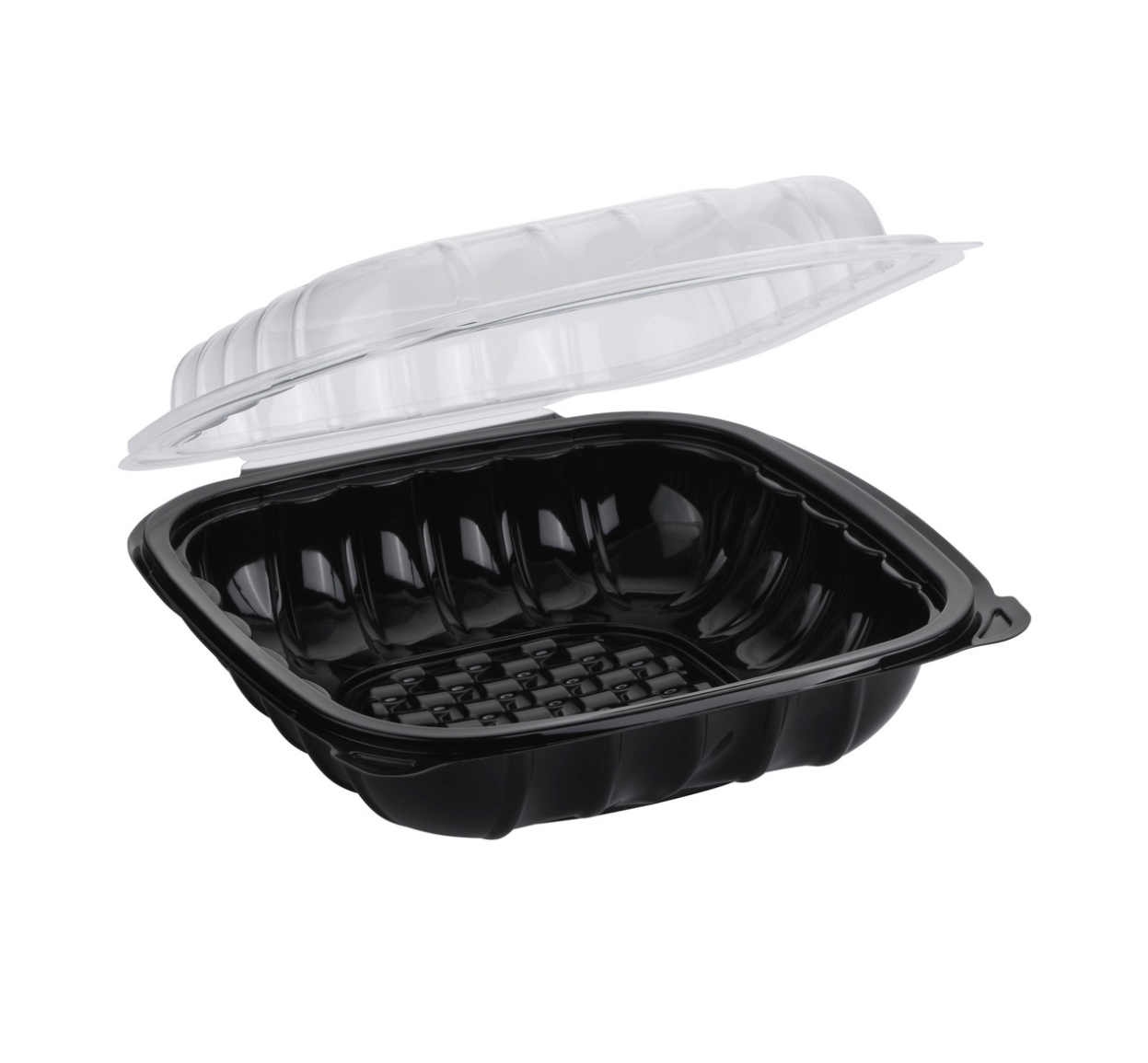 Hinged Duo-Colored PP Container 3-compartment, 8" x 8", 100pc (100/1) - Image 1