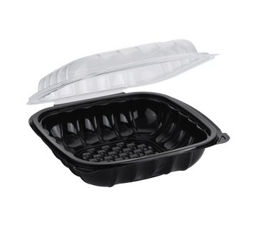 Hinged Duo-Colored PP Container 3-compartment, 8" x 8", 100pc (100/1) - Image 1