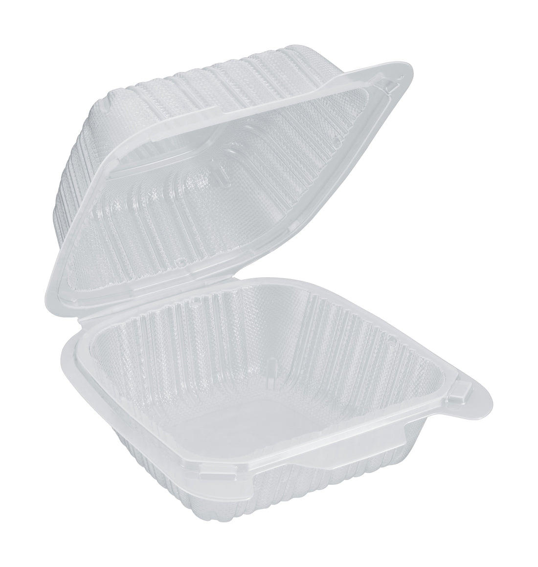 PP Hinged Container, Translucent, 6" x 6", 250pc (250/1) - Image 1