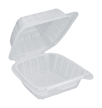 PP Hinged Container, Translucent, 6" x 6", 250pc (250/1) - Image 1