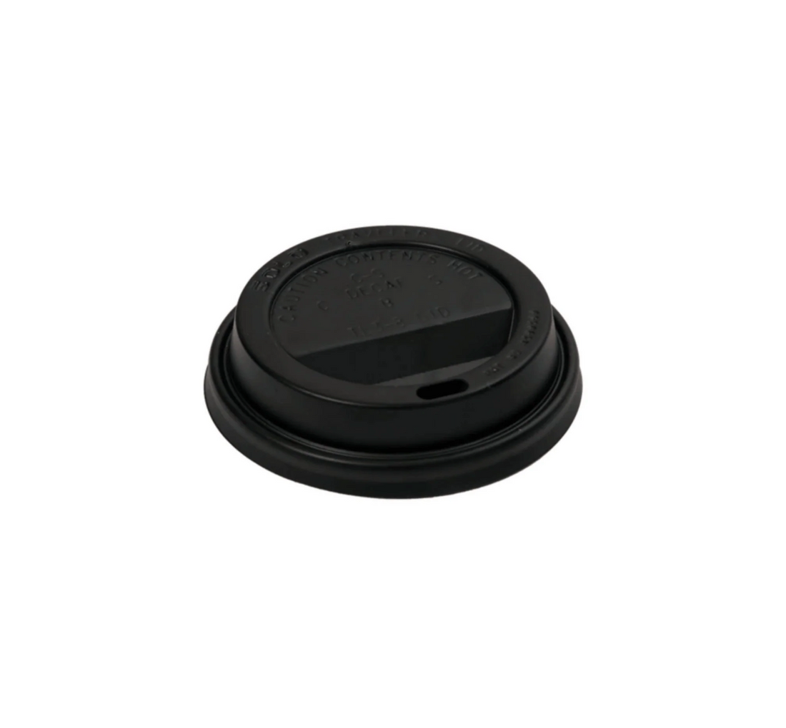 Flat Lid for 10-24oz Paper Cup, 90mm, PP, Black, 1000pc (50/20) - Image 1