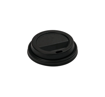 Flat Lid for 10-24oz Paper Cup, 90mm, PP, Black, 1000pc (50/20) - Image 1