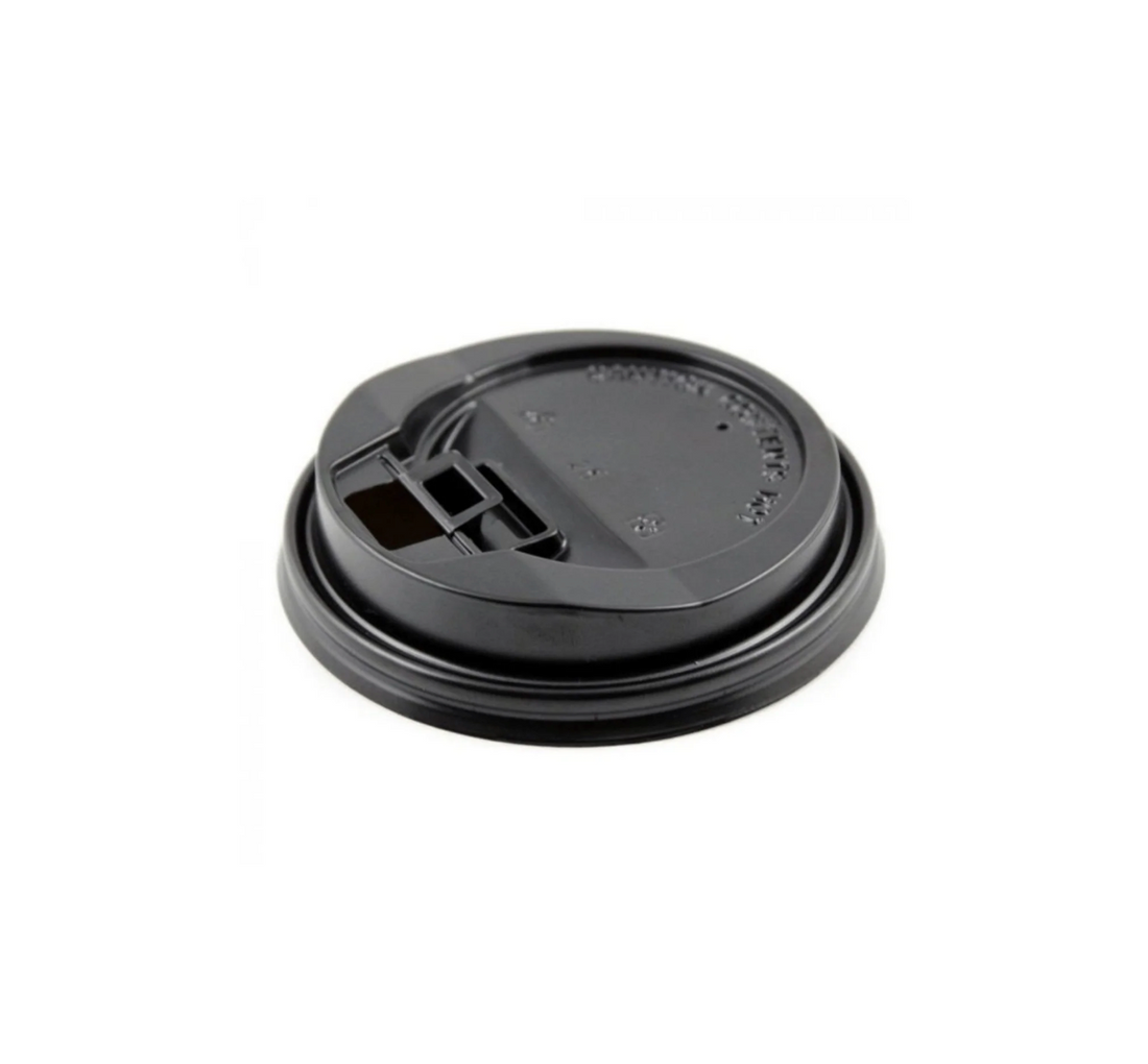 Reclosable Lid for 10-24oz Paper Cup, 90mm, PP, Black, 1000pc (50/20) - Image 1