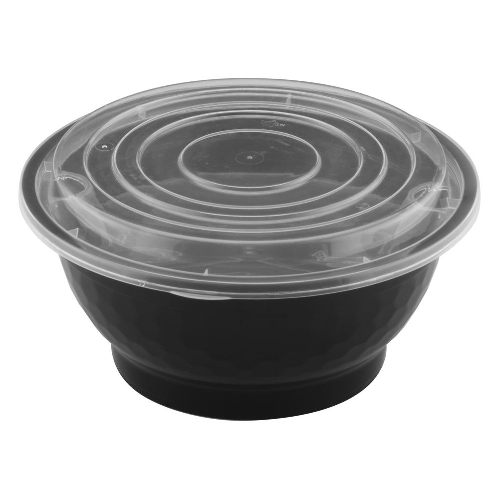 50oz Microwaveable Noodle Bowl with Lid, Black, 120 Sets (40/6) - Image 1