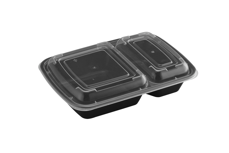 32oz Rectangular Microwaveable Container with Lid 2-compartment, 150 Sets (50/6) - Image 1