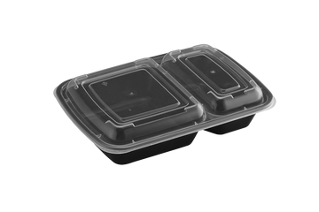 32oz Rectangular Microwaveable Container with Lid 2-compartment, 150 Sets (50/6) - Image 1