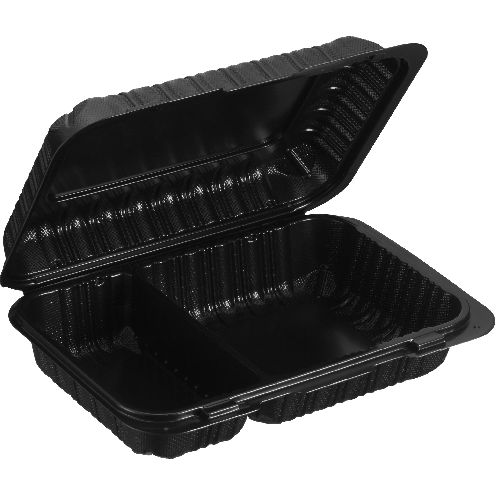Hinged Container, Black, 2-compartment, 9" x 6", 200pc (200/1) - Image 1