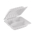 PP Hinged Container, Translucent, Vented, Three Compartment, 9