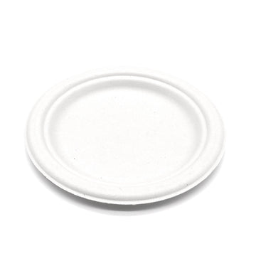 Bagasse Round Plate, 7'', White, PFAS FREE, 1000pc (125/8) - Image 1