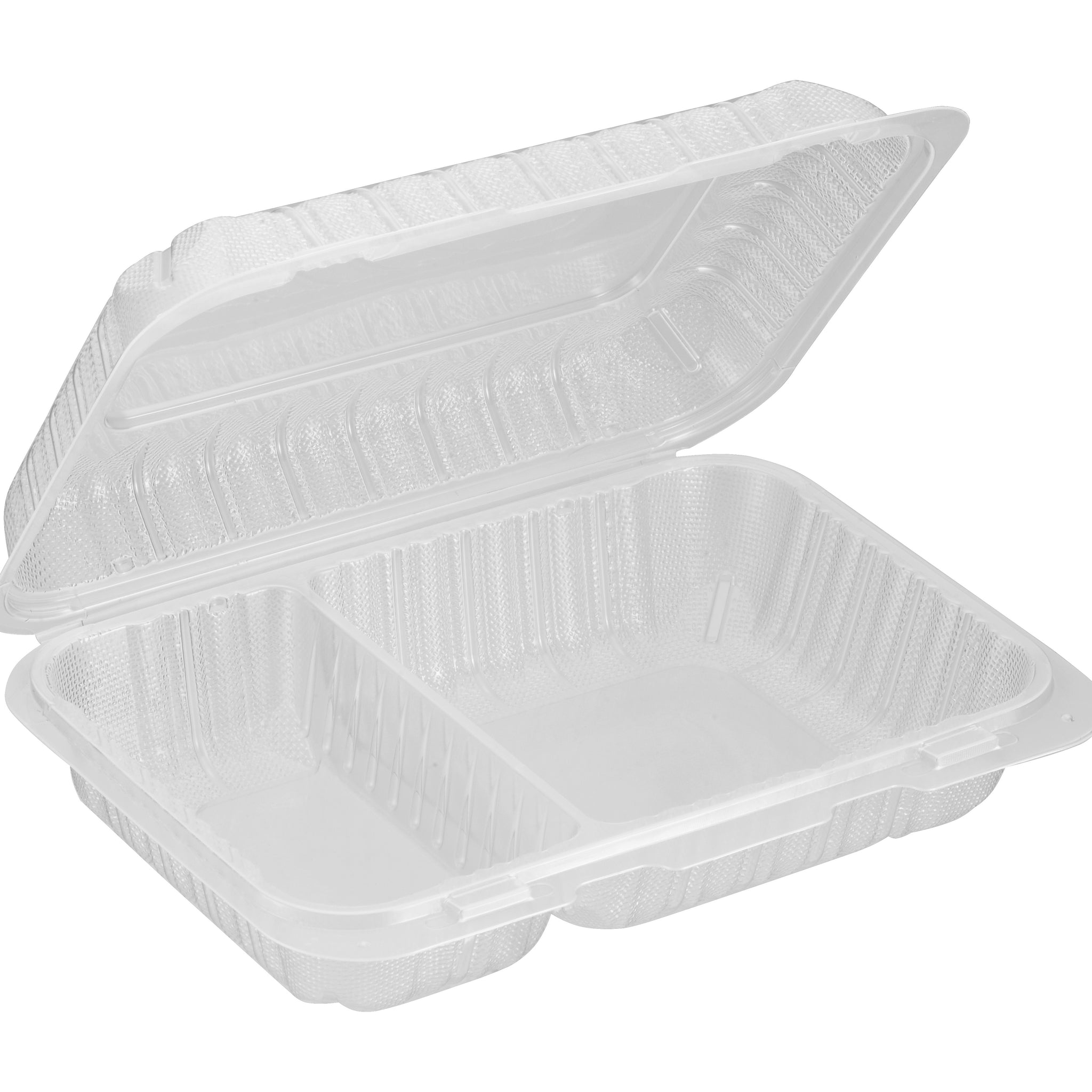 PP Hinged Container, Translucent, 2-compartment, 9" x 6", 200pc (200/1) - Image 1