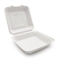 Bagasse Hinged Container, White, PFAS FREE, 9