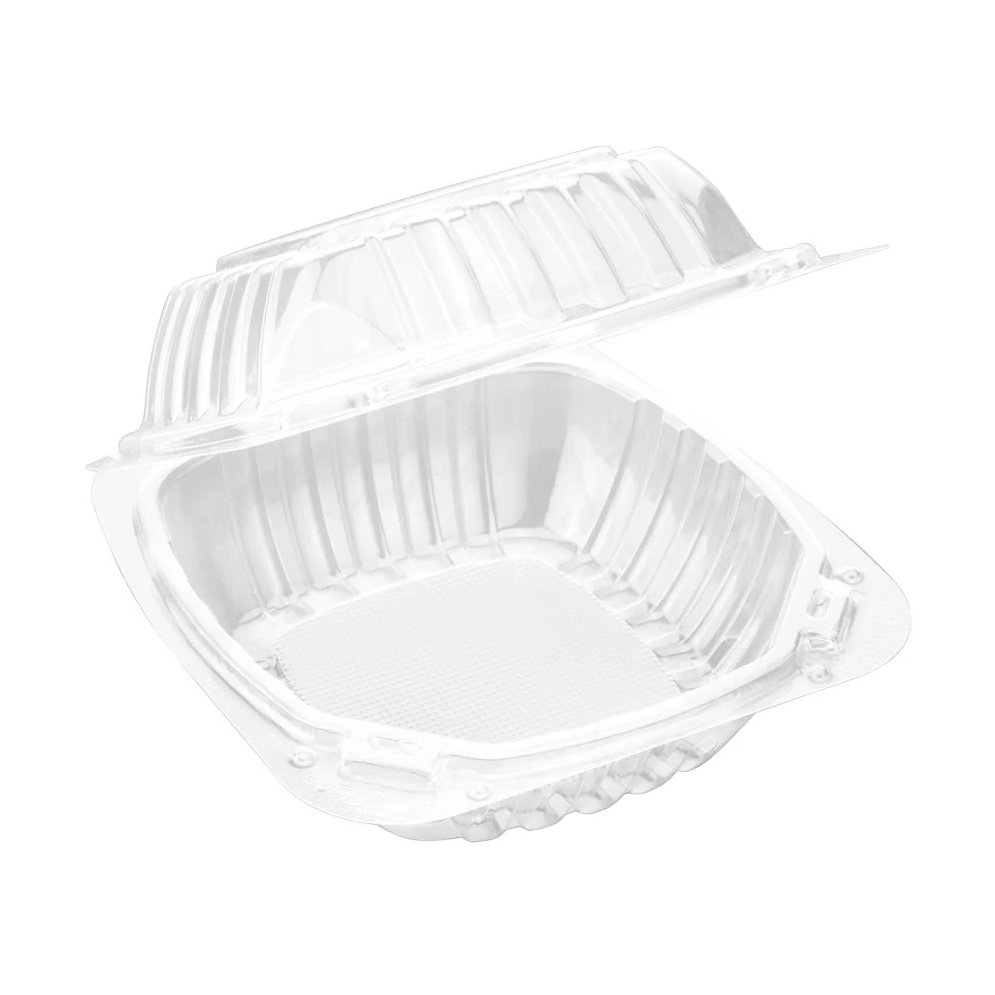 Clear Hinged PS Container, 6" x 6" 3in Tall, 400pc (200/2) - Image 1