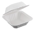 Bagasse Hinged Container, White, PFAS FREE, 6