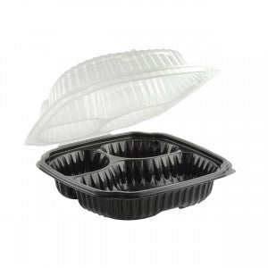 Hinged Duo-Colored PP Hoagie Container 3-compartment, 10" x10", 100pc (100/1)