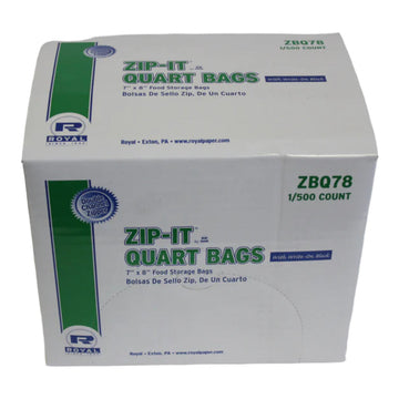 7" X 8" FOOD STORAGE BAGS ZIP IT QUART 500CT