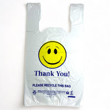 12X7X21 SMILE FACE PLASTIC  BAGS 1/6 14 MIC 500CT