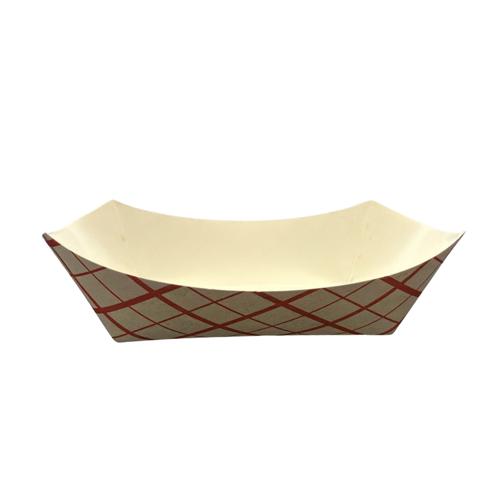 #100-6.5" X 4.25" X 1.375" RED PLAID 1 LB FOOD TRAY 1000CT