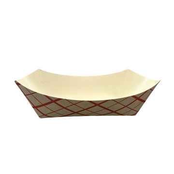 #200-7.25" X 4.75" X 1.5" RED PLAID 2 LB FOOD TRAY 1000CT