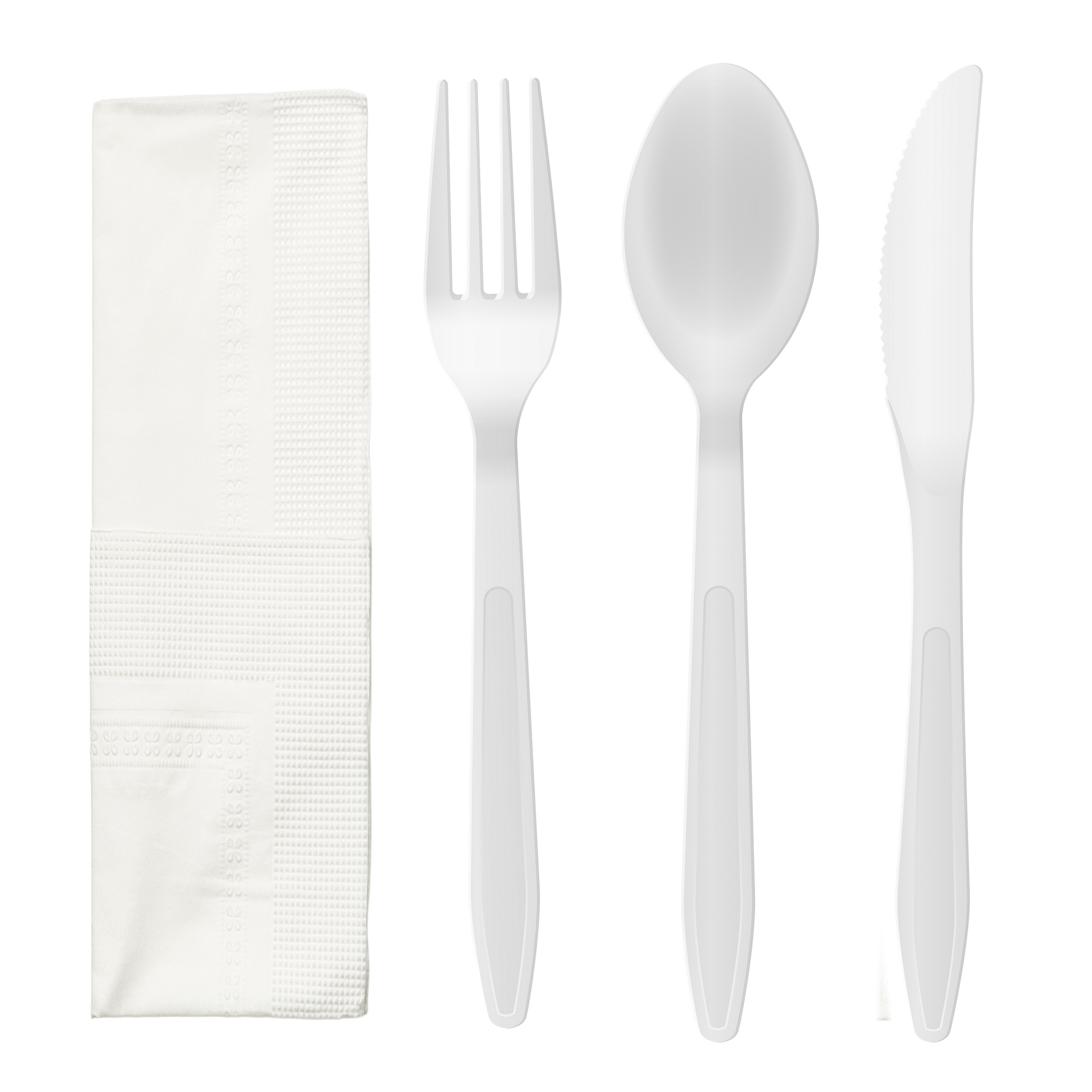 MEDIUM WEIGHT WHITE CUTLERY KITS 250CT